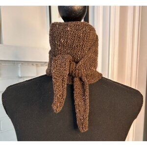 Brand New Handmade Sophie Scarf in Tweed Brown Merino/Nylon Wool Lg.